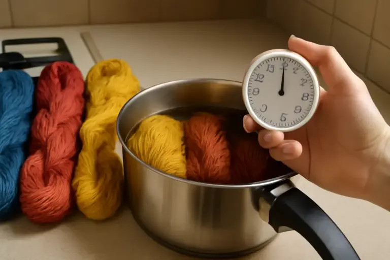 Qual è il modo giusto per fissare i colori nelle lane tinte a mano? Il tempo di posa che fa la differenza