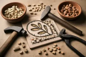 Come si inizia la realizzazione di mosaici romani? Gli strumenti poco noti ma indispensabili